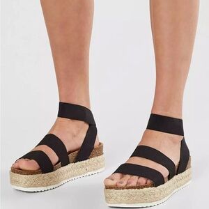 Steve Madden Kimmie Black Espadrille Platform Sandals size 7